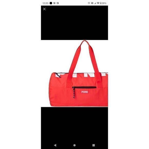 PINK VICTORIA'S SECRET VS Duffle bag. Neon coral candy/white. Logo graphic dual - Picture 4 of 4
